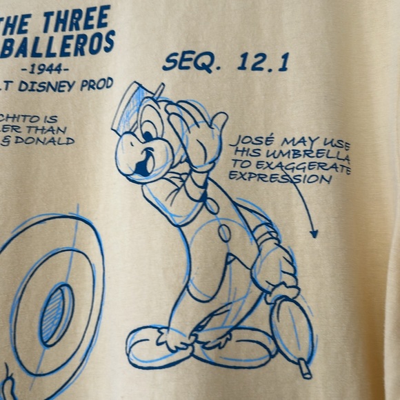 Disney Parks Ink & Paint Collection The Three Caballeros Ringer Tee Yellow Blue - Picture 5 of 10